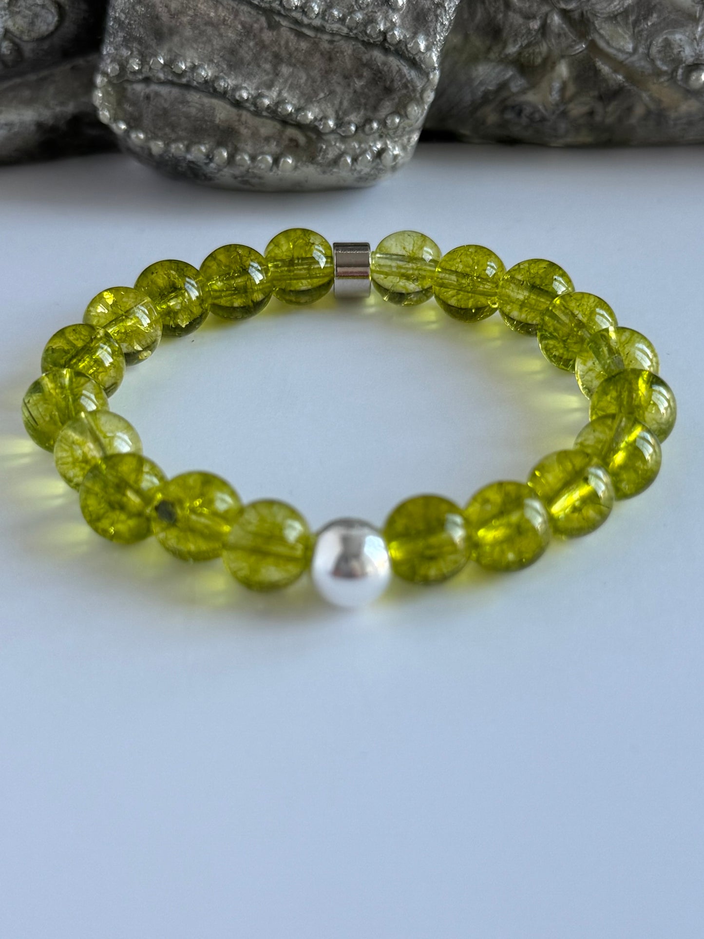Peridot 8mm Gemstone Intention Bracelet