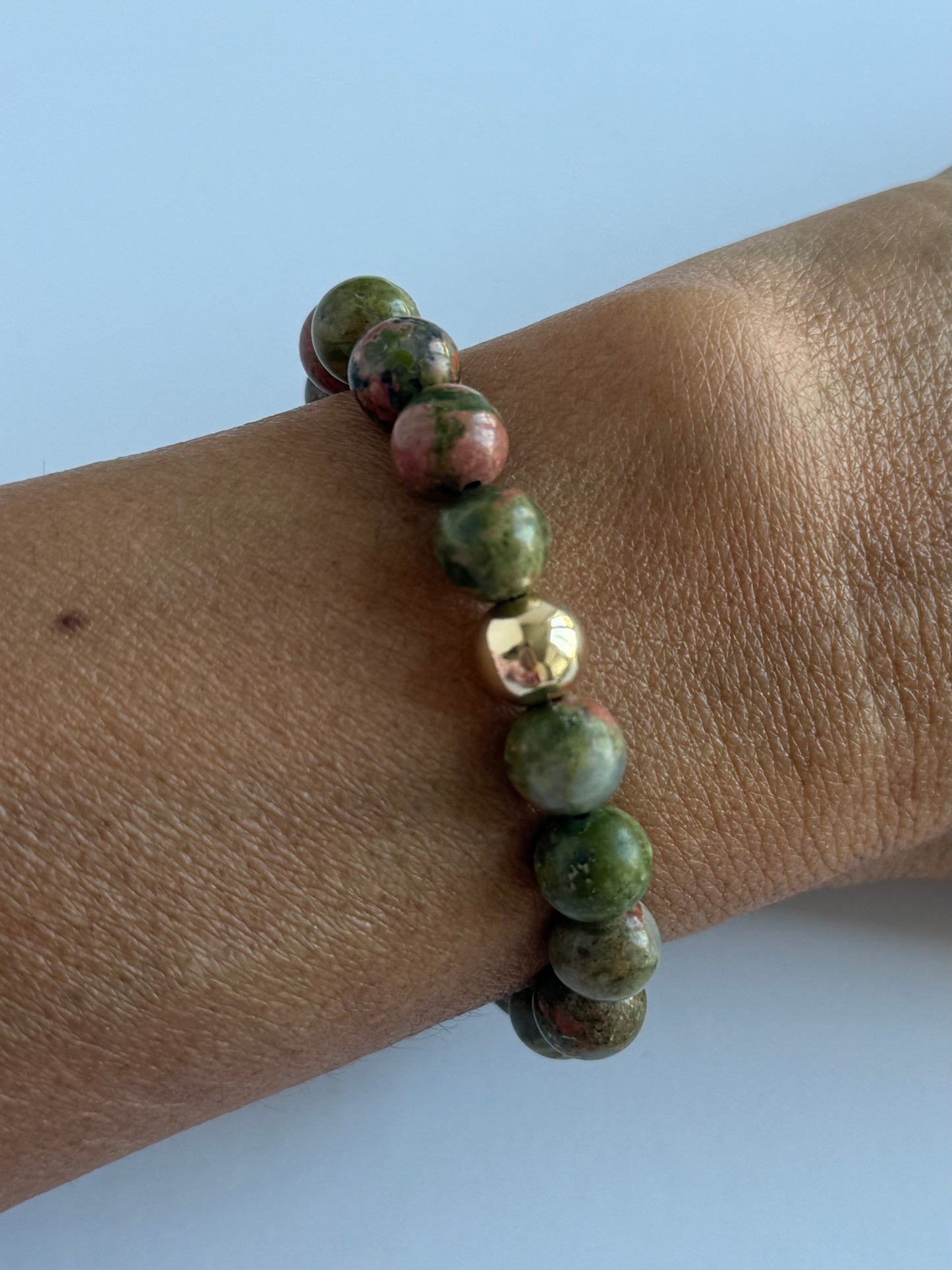 Unakite 8mm Gemstone Intention Bracelet
