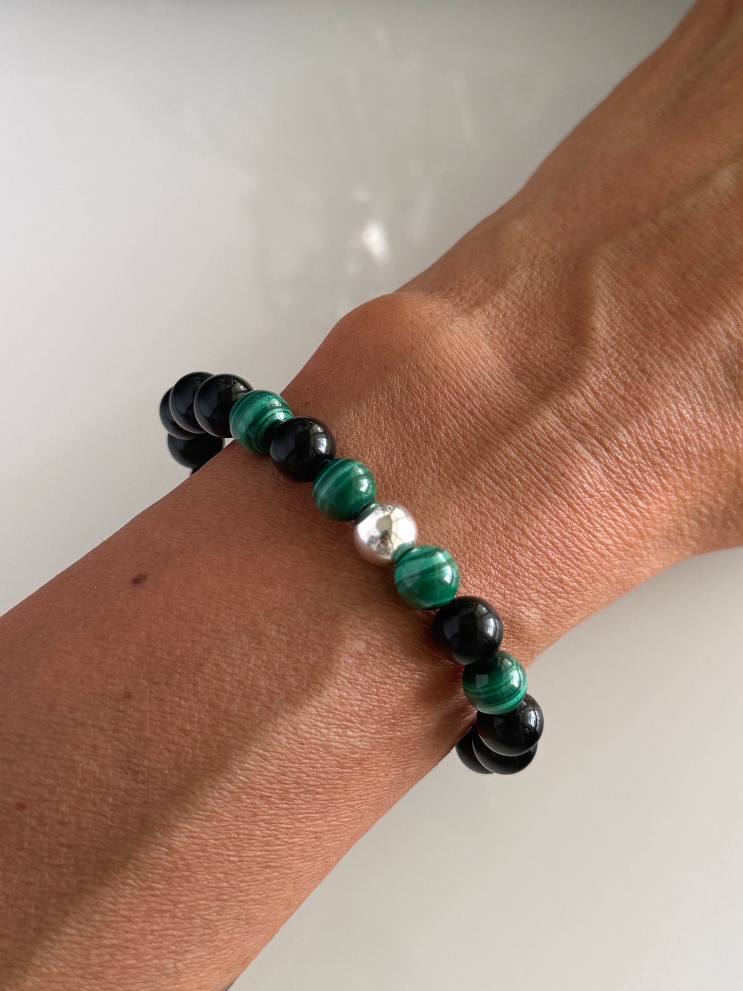 Obsidian & Malachite Intention 8mm Gemstone Bracelet