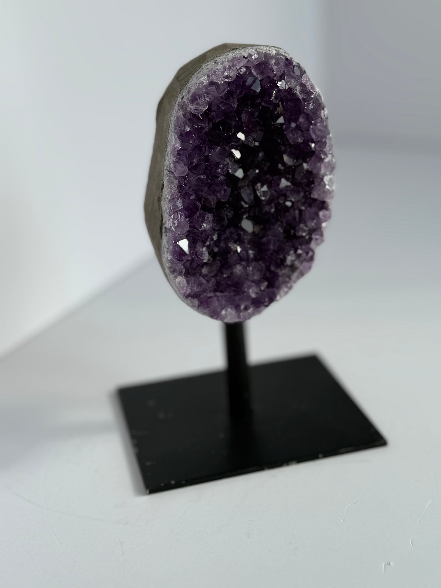 Amethyst Druze Display on Metal Stand (14.5cm Total Height)