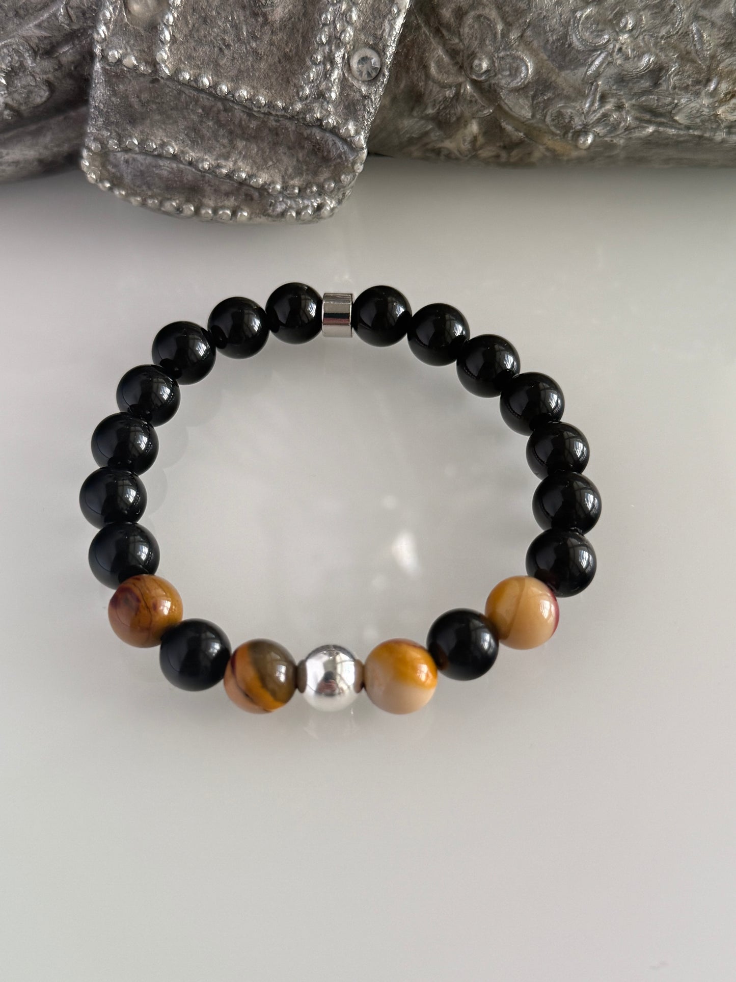Obsidian & Mookaite Intention 8mm Gemstone Bracelet