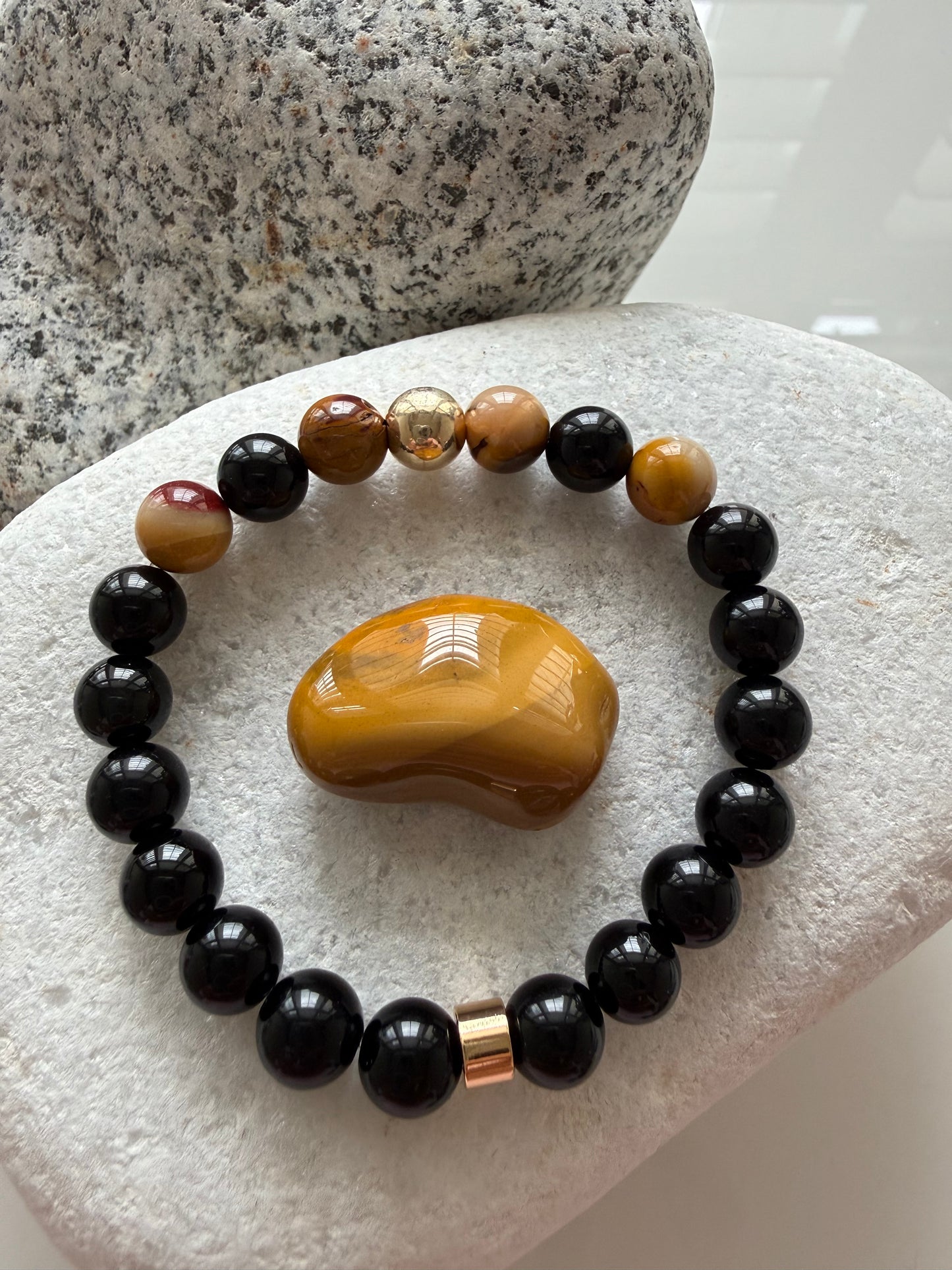 Obsidian & Mookaite Intention 8mm Gemstone Bracelet