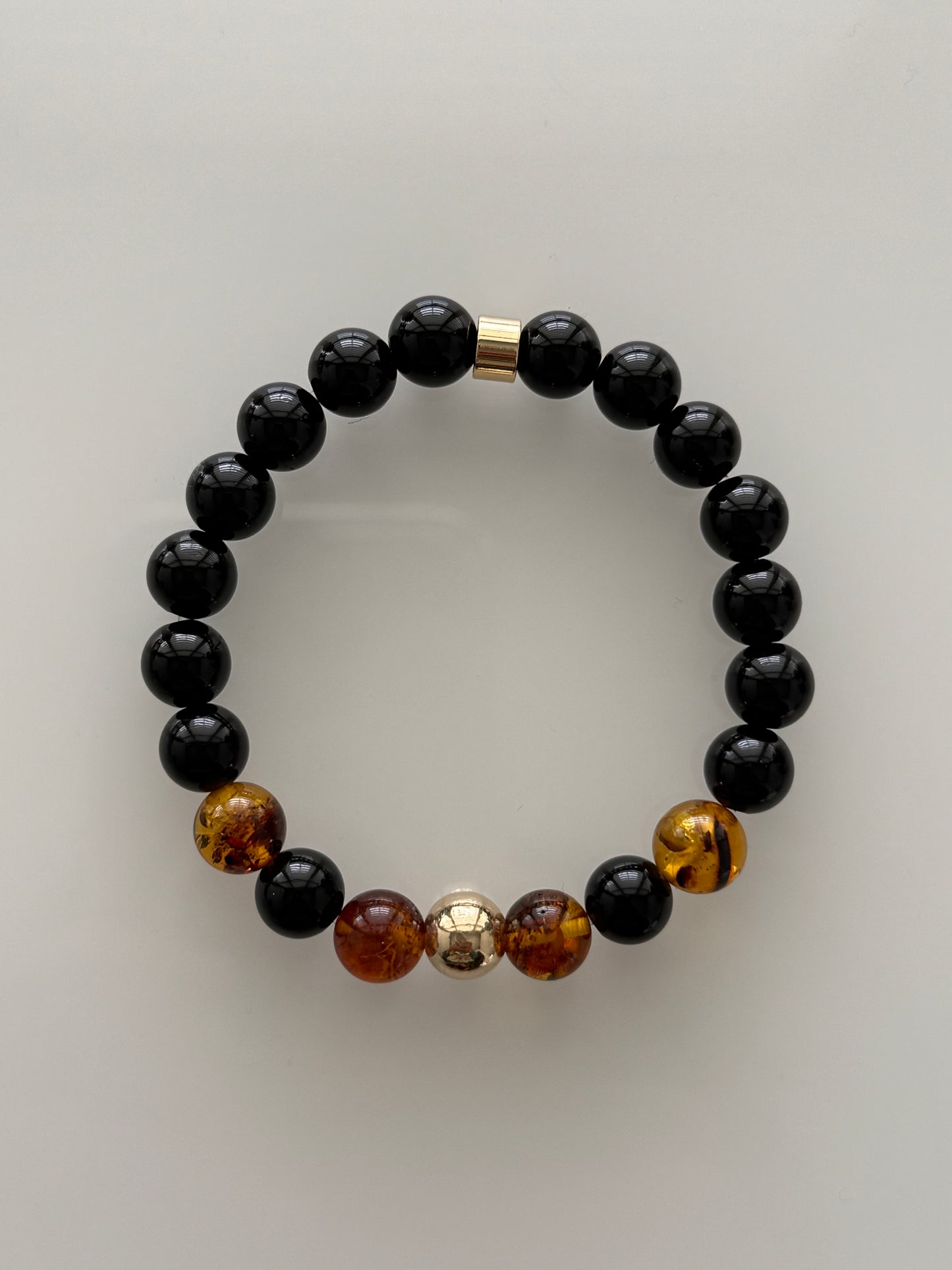 Obsidian and Amber Intention 8mm Gemstone Bracelet