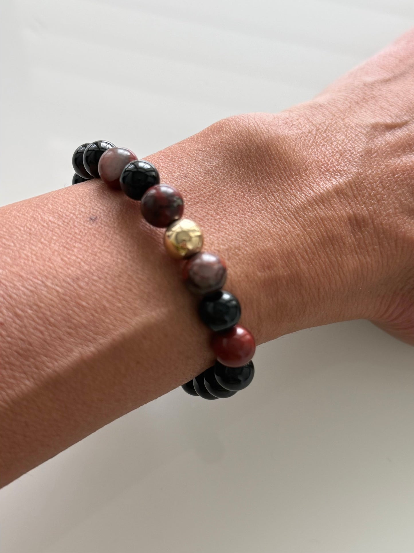 Obsidian & African Bloodstone Intention Bracelet – 8mm